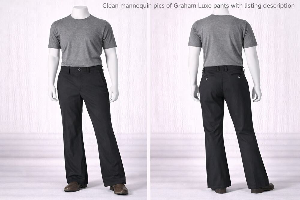 Graham Luxe Performance Pants Men’s 36x32 Black Stretch Golf Casual Trousers